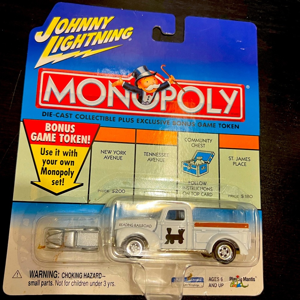 Johnny Lightning Monopoly Car. Die Cast Reading Railroad Ford truck.